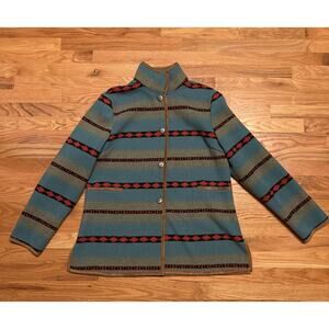 Up Country By Du Monde Turquoise Aztec Southwestern Concho Button Jacket Size L